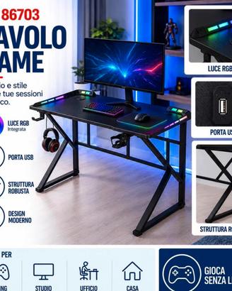 Scrivania da gaming con luci rgb