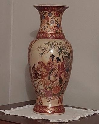 Grande vaso giapponese Satsuma con geishe cm 40 ca