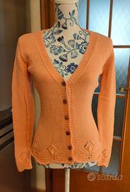 Cardigan sciancrato ai ferri cachemire e lana 