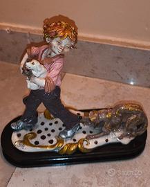 Vintage Scultura Giuseppe Armani Ragazzo Con Cane 