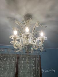 Lampadario in vetro di Murano con applique