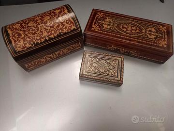 Cofanetti porta gioie antichi intarsiati a mano