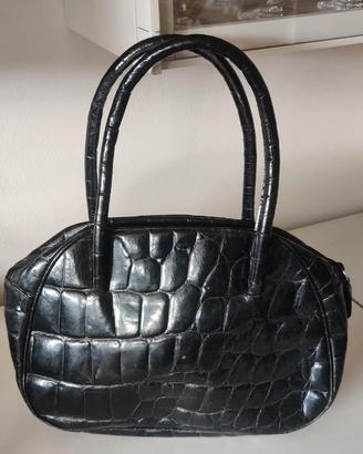 Bauletto borsa a mano vintage stampa coccodrillo n