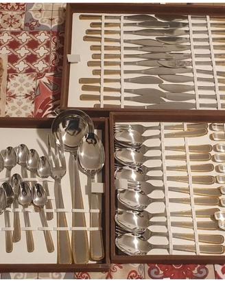 Set posate acciaio e oro zecchino