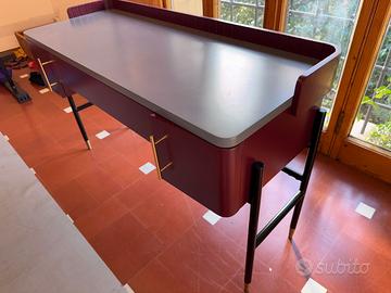 Scrivania/Consolle Design Moderno Oro/Rosso