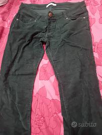 pantalone  effetto velluto verde piazza italia