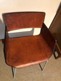 Sedia in cuoio e multistrato, vintage e