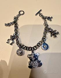 Bracciale argento con charms orsetto e strass