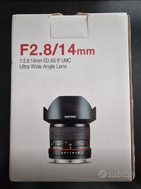 Obiettivo Samyang F2.8/14mm attacco Nikon 