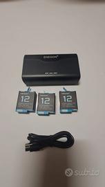 Caricabatterie + 3 Batterie GoPro 12/11/10/9