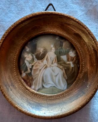 Miniatura d'epoca in cornice di legno dorato