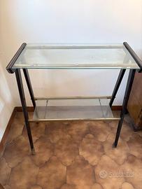 Carrello portavivande vintage con vetro e ottone