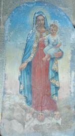 Dipinto affresco Madonna con bambino e angeli