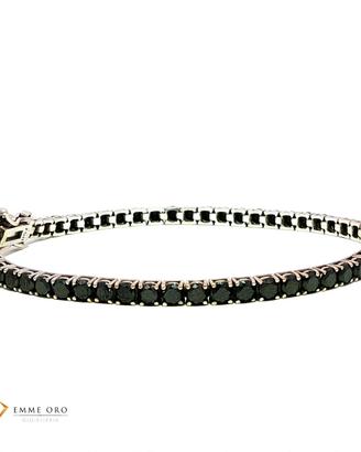 Bracciale tennis in oro bianco 18kt diamanti neri