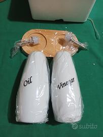 set dispenser x olio e aceto in ceramica bianca 