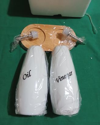 set dispenser x olio e aceto in ceramica bianca 