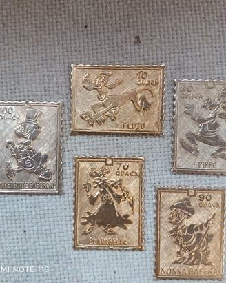 1973 collezionismo 5 francobolli Disney Quack 