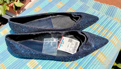BALLERINE A PUNTA IN CRISTALLI BLU ZARA