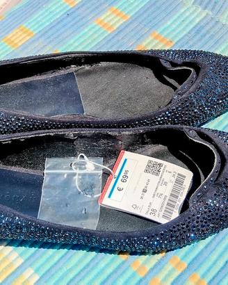 BALLERINE A PUNTA IN CRISTALLI BLU ZARA