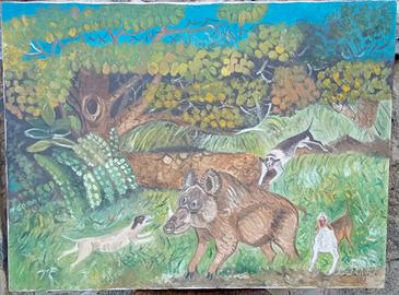 Quadro Caccia al cinghiale 