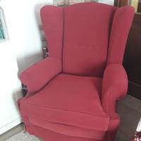Poltrona artigianale modello  Bergere velluto ross