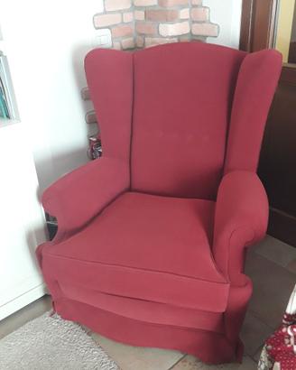 Poltrona artigianale modello  Bergere velluto ross