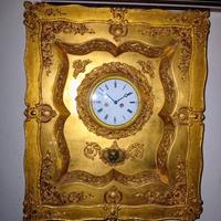 Orologio a muro Biedermeier foglia oro funzionante