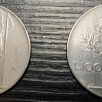 Coppia rare monete da 100 lire del 1957