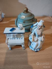 Vaso in porcellana + bambola/piano