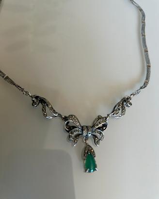 Collier in argento 925 con pietra taglio cabochon