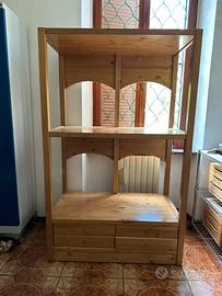 Mobile/Credenza legno multiuso, ripiani, cassetti