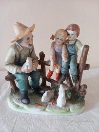 Statuina Vintage Stile Capodimonte Nonno con bambi