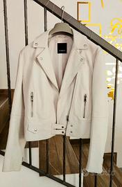 Giacca biker pelle bianca