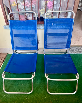 Coppia di sedie da spiaggia / mare pieghevoli blu