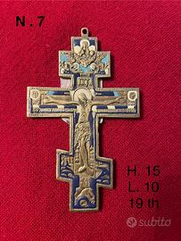 Croce russa ortodossa in bronzo smaltato 15x20 cm