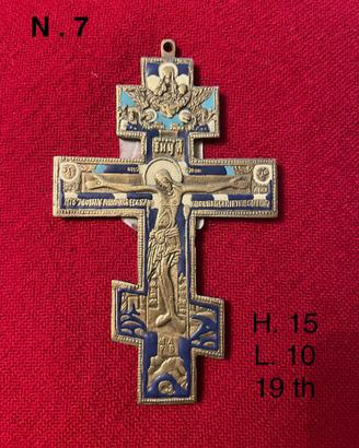 Croce russa ortodossa in bronzo smaltato 15x20 cm