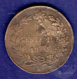 ITALIA 1862 Monete 5 Centesimi - MB