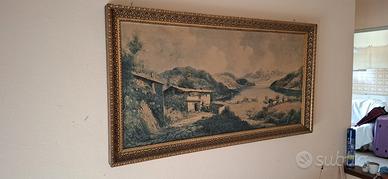 Quadro con ricca cornice dorata 132x71cm