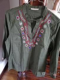 Casacca donna verde ricamata