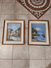 lotto quadri ad olio con cornice - dipinto ad olio