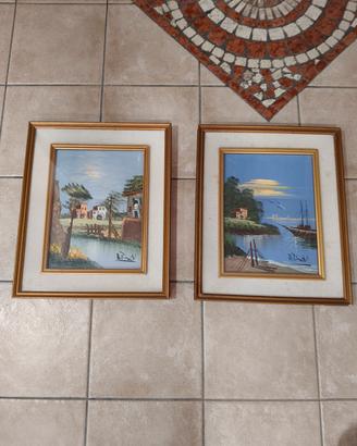 lotto quadri ad olio con cornice - dipinto ad olio