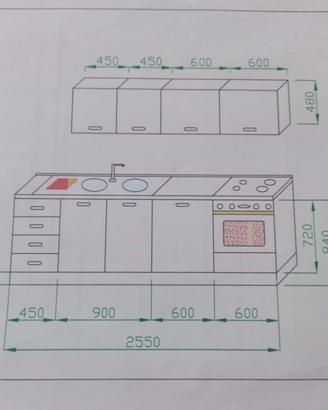 Cucina completa di elettrodomestici