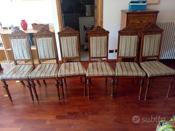 Sei sedie di noce, primo '900