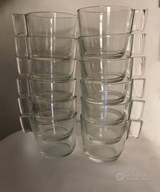 12 tazze/bicchieri di vetro, impilabili
