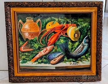 Quadro con natura morta dipinto e firmato Barbato.