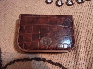 Porta accessori da viaggio, in pelle, vintage. 