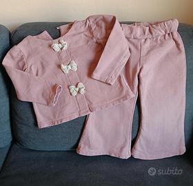 Completo rosa set bambina 12 mesi pantaloni