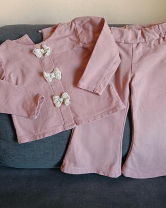 Completo rosa set bambina 12 mesi pantaloni