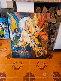 quadro pittore con cornice in legno