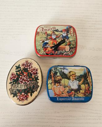 Piccole scatole di latta vintage
